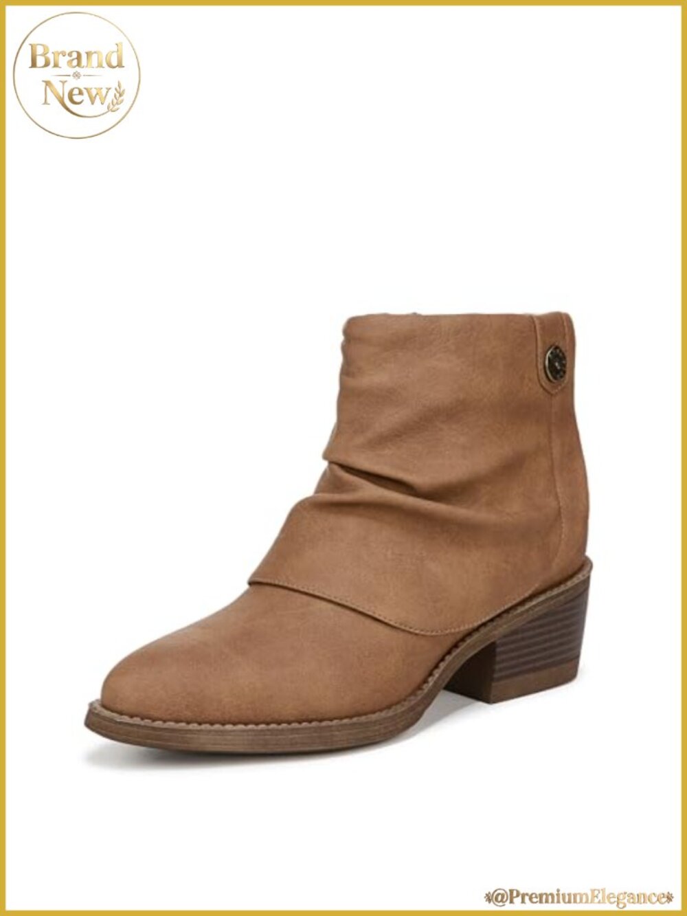 Women's Vegan Faux Leather Ankle Booties with Block Heel